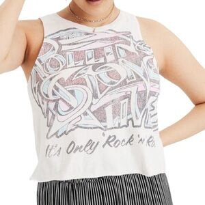 American Eagle | Rolling Stones | White | Printed | Crop Top | Size: M